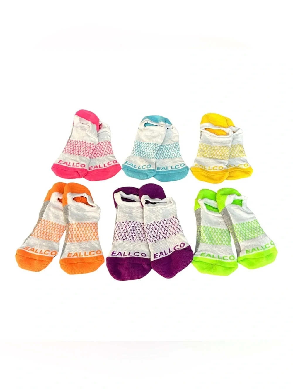 NWOT lo-Cut Athletic Socks - Pink, Blue, Yellow, Orange, Purple, Green (6-Pack)
